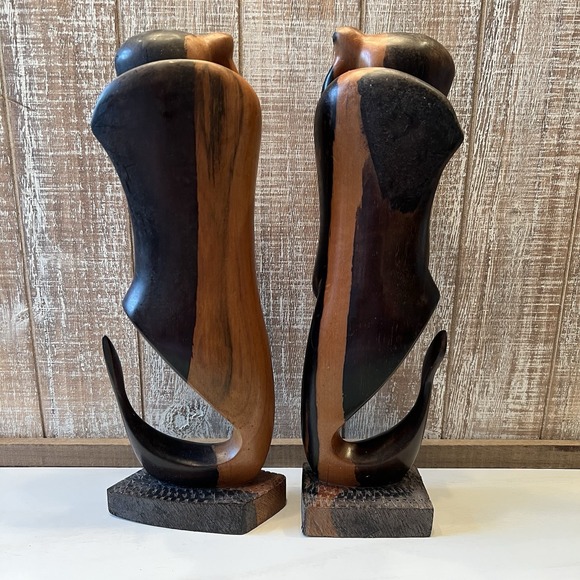 Modernist abstract Nigerian Hand carved Wood Carvings Vintage - Picture 3 of 6